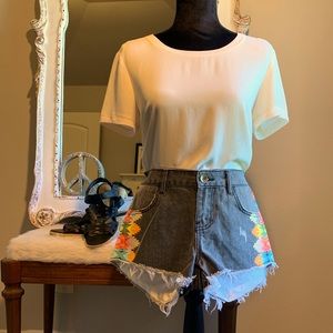 Element Storm Aztec Denim Raw Hem Cut Off Shorts Size 27